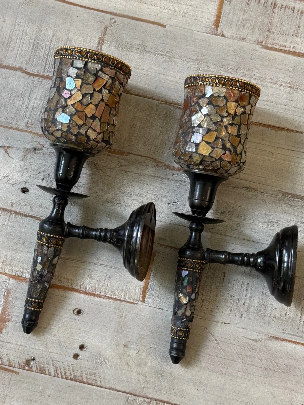 PartyLite Global Fusion Mosaic Candle Wall Sconces - Set of 2